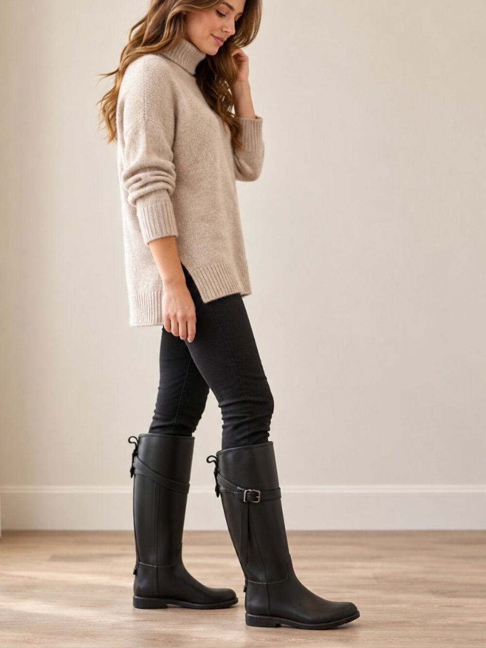 Burberry Black Belted Equestrian Tall Rain Boots – Riding Style